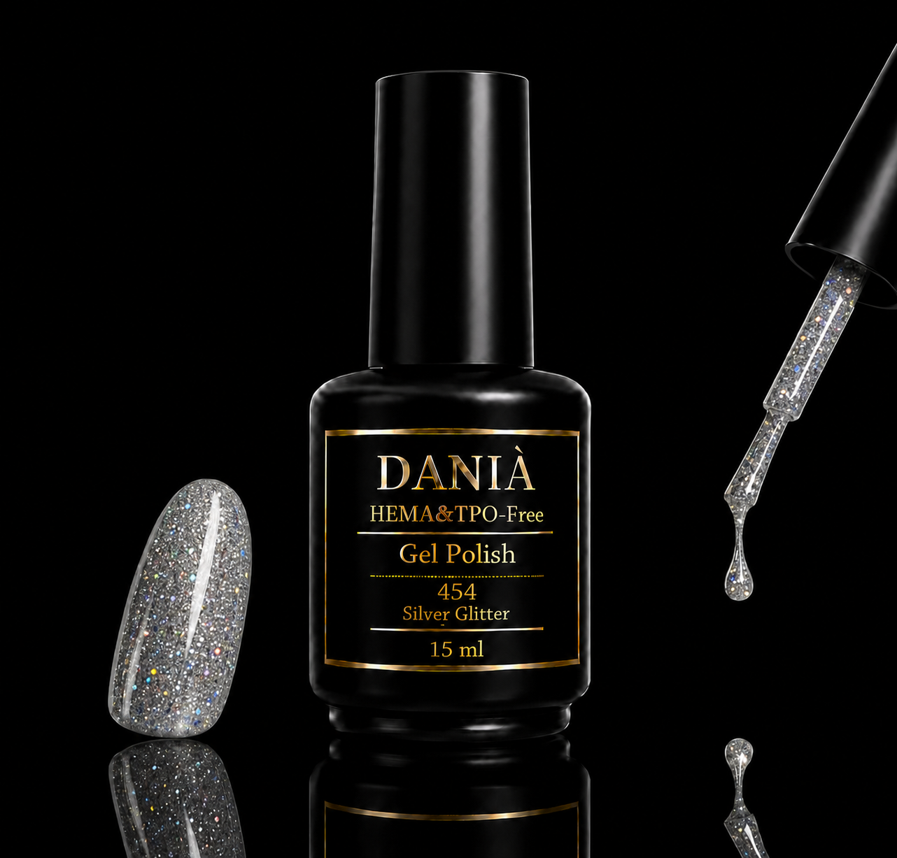 DANIÀ Gel Polish 454 Silver Glitter 15 ml