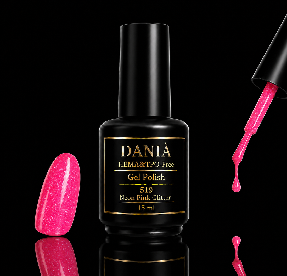 DANIÀ Gel Polish 519 Neon Pink Glitter 15 ml