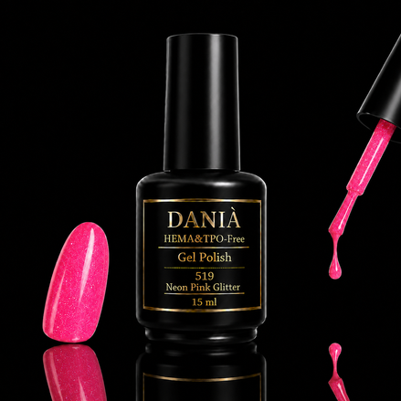 DANIÀ Gel Polish 519 Neon Pink Glitter 15 ml