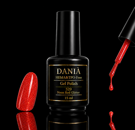 DANIÀ Gel Polish 529 Neon Red Glitter 15 ml