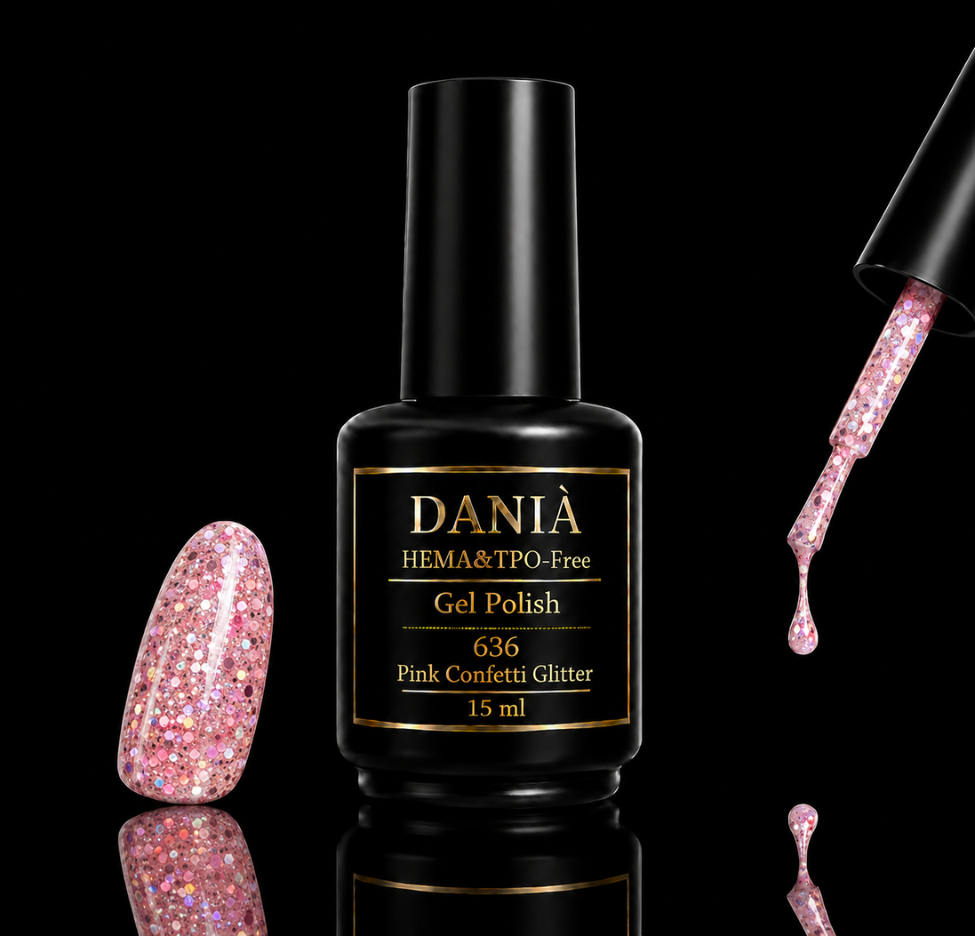 DANIÀ Gel Polish 636 Pink Confetti Glitter 15 ml