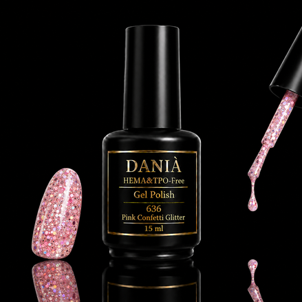 DANIÀ Gel Polish 636 Pink Confetti Glitter 15 ml
