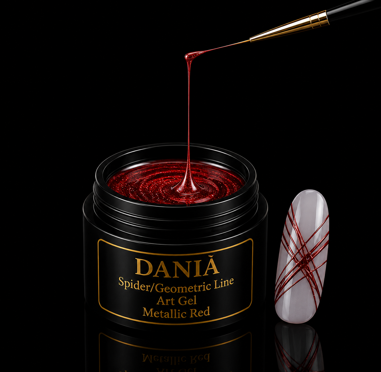 Spider/Geometric Line Art Gel Metallic Red 5g