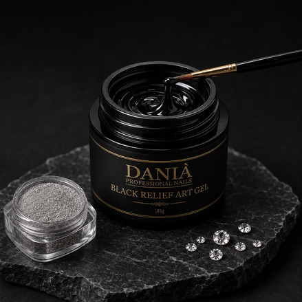 DANIÀ Black Sculpt & Detail Gel – 3D, Stamping, Chrome & Strass 5g