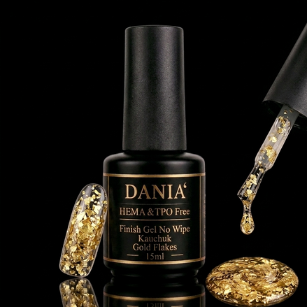 DANIÀ Finish Gel No Wipe Kautschuk – Gold Flakes 15 ml