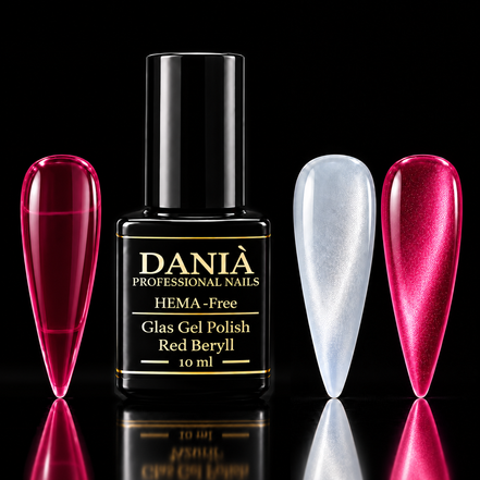 DANIÀ Glass Gel Polish Red Beryll 10 ml – Transparent Berry Red Jelly Gel Polish
