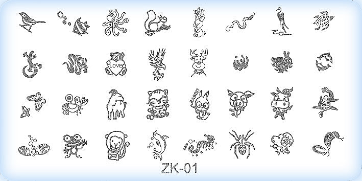 DS Nails Stamping-Schablonen Platte ZK-01