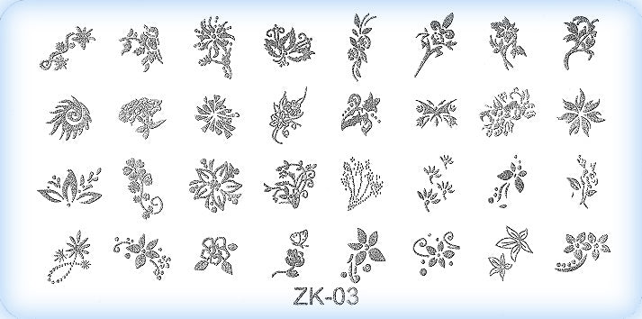 DS Nails Stamping-Schablonen Platte ZK-03