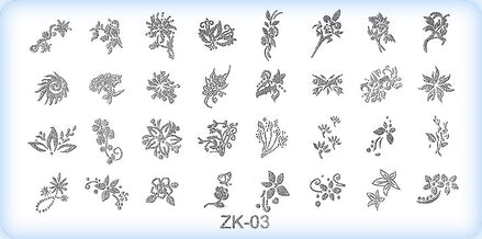DS Nails Stamping-Schablonen Platte ZK-03