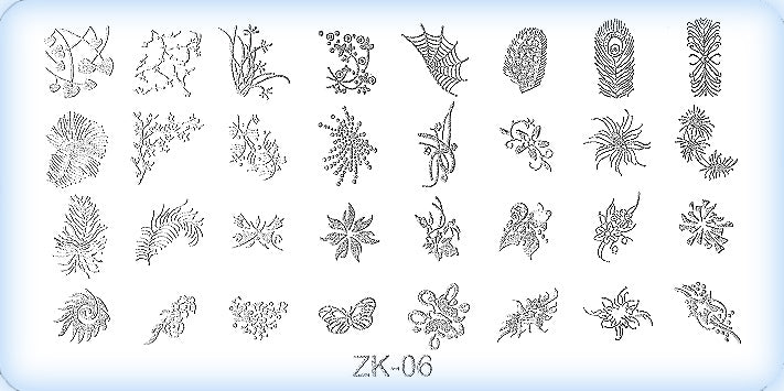 DS Nails Stamping-Schablonen Platte ZK-06