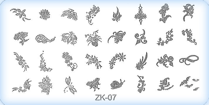 DS Nails Stamping-Schablonen Platte ZK-07