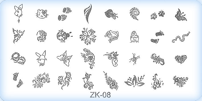 DS Nails Stamping-Schablonen Platte ZK-08