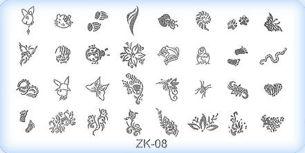 DS Nails Stamping-Schablonen Platte ZK-08
