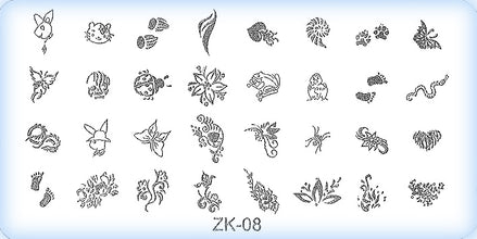 DS Nails Stamping-Schablonen Platte ZK-08