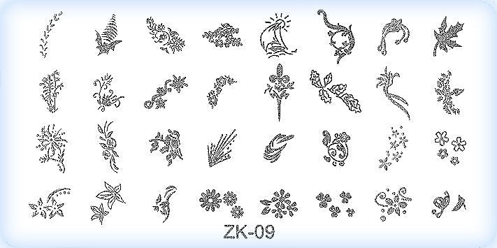 DS Nails Stamping-Schablonen Platte ZK-09