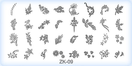 DS Nails Stamping-Schablonen Platte ZK-09