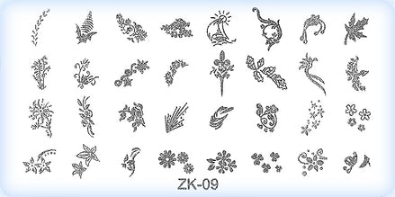 DS Nails Stamping-Schablonen Platte ZK-09