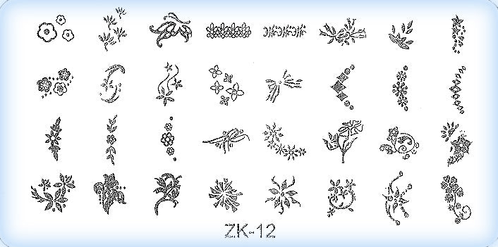 DS Nails Stamping-Schablonen Platte ZK-12
