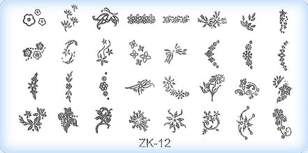 DS Nails Stamping-Schablonen Platte ZK-12