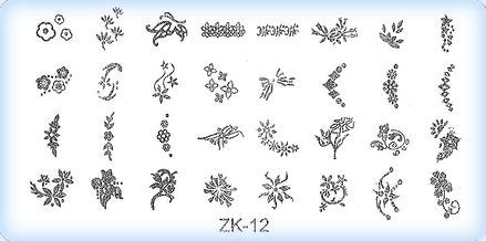 DS Nails Stamping-Schablonen Platte ZK-12