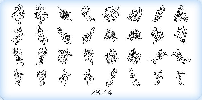 DS Nails Stamping-Schablonen Platte ZK-14