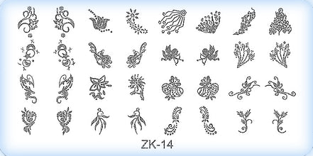 DS Nails Stamping-Schablonen Platte ZK-14