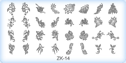 DS Nails Stamping-Schablonen Platte ZK-14