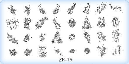 DS Nails Stamping-Schablonen Platte ZK-15