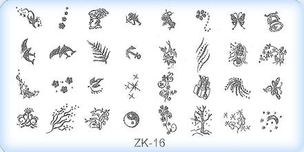 DS Nails Stamping-Schablonen Platte ZK-16