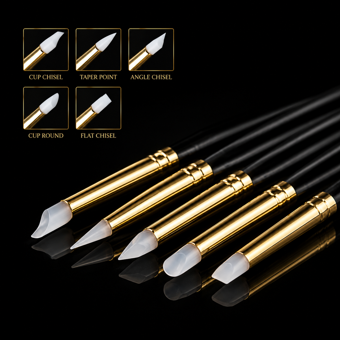 DANIÀ Silikonpinsel Set für 3D Sculpt Gel – 5-teilig